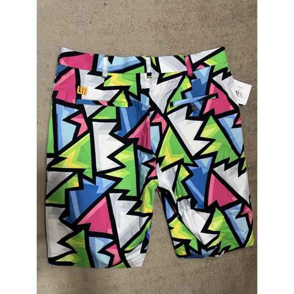 Loudmouth Golf Shorts Geometric Multicolor Stretch Summer Short Retro 34x10.5 - Picture 2 of 7